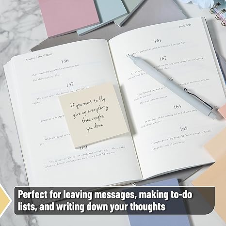 Sticky Notes, 3”x3”, 12 Pads, 600 Sheets, 12 Soft Vintage Color Sticky Notes 3x3