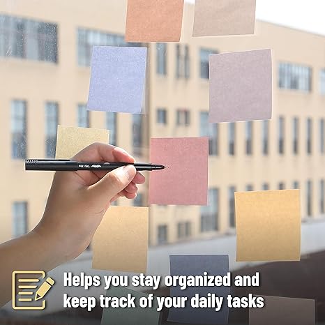 Sticky Notes, 3”x3”, 12 Pads, 600 Sheets, 12 Soft Vintage Color Sticky Notes 3x3