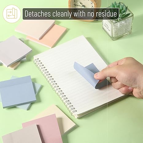 Sticky Notes, 3”x3”, 12 Pads, 600 Sheets, 12 Soft Vintage Color Sticky Notes 3x3