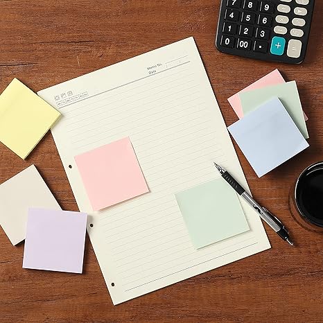 Bulk Sticky Notes, Morandi Colors Self-Stick Aesthetic, Colorful, 3”x3”, 12 Pads, Back to School Supplies