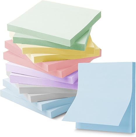 Bulk Sticky Notes, Morandi Colors Self-Stick Aesthetic, Colorful, 3”x3”, 12 Pads, Back to School Supplies