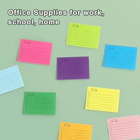 9 Pads to Do Lined Sticky Notes, 9 Bright Multi Colors Self-Stick Note Pads, 3x4 Inch with Line Adhesive Memo Sticky Notes Notepad, 50 Sheet/Pad