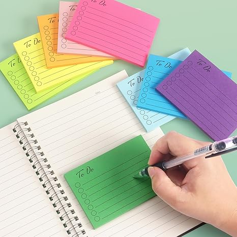 9 Pads to Do Lined Sticky Notes, 9 Bright Multi Colors Self-Stick Note Pads, 3x4 Inch with Line Adhesive Memo Sticky Notes Notepad, 50 Sheet/Pad