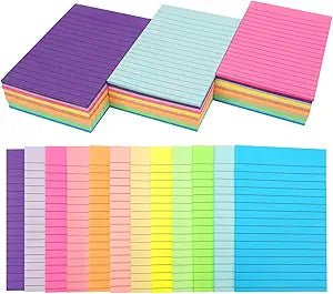 36 Pads Lined Sticky Notes, Sticky Note Pads 4x6 inches, 12 Bright Color Sticky Notes with Lines Self-Stick Note Pads, Perfect for Office Home,School