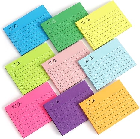 9 Pads to Do Lined Sticky Notes, 9 Bright Multi Colors Self-Stick Note Pads, 3x4 Inch with Line Adhesive Memo Sticky Notes Notepad, 50 Sheet/Pad