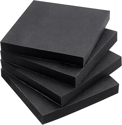 Sticky Notes 3x3 Self-Stick Notes Bright Colors Sticky Notes 4 Pads 90 Sheets/Pad (Black)